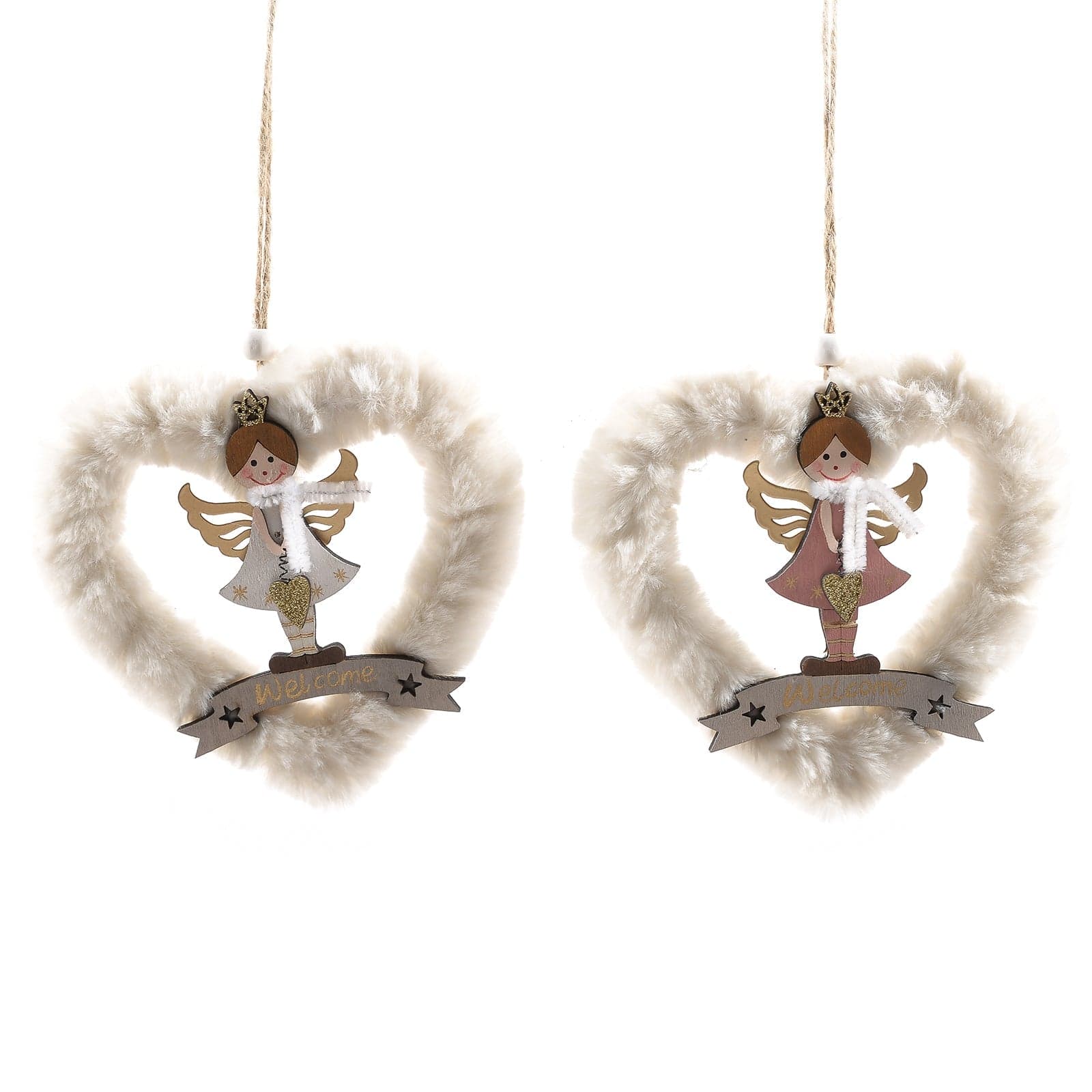 Pendente decorazione natalizia per Albero di Natale, Angioletto con cuore h 14 cm - 1