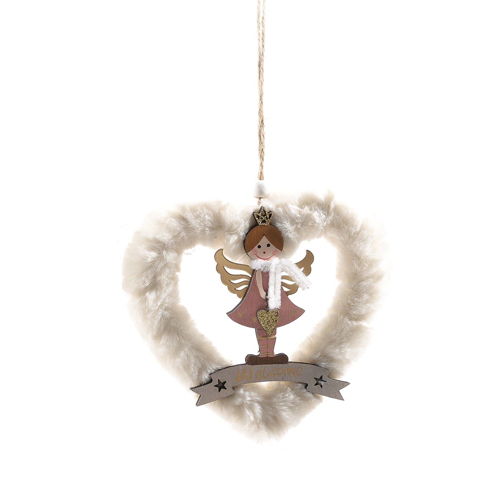 Pendente decorazione natalizia per Albero di Natale, Angioletto con cuore h 14 cm - 2