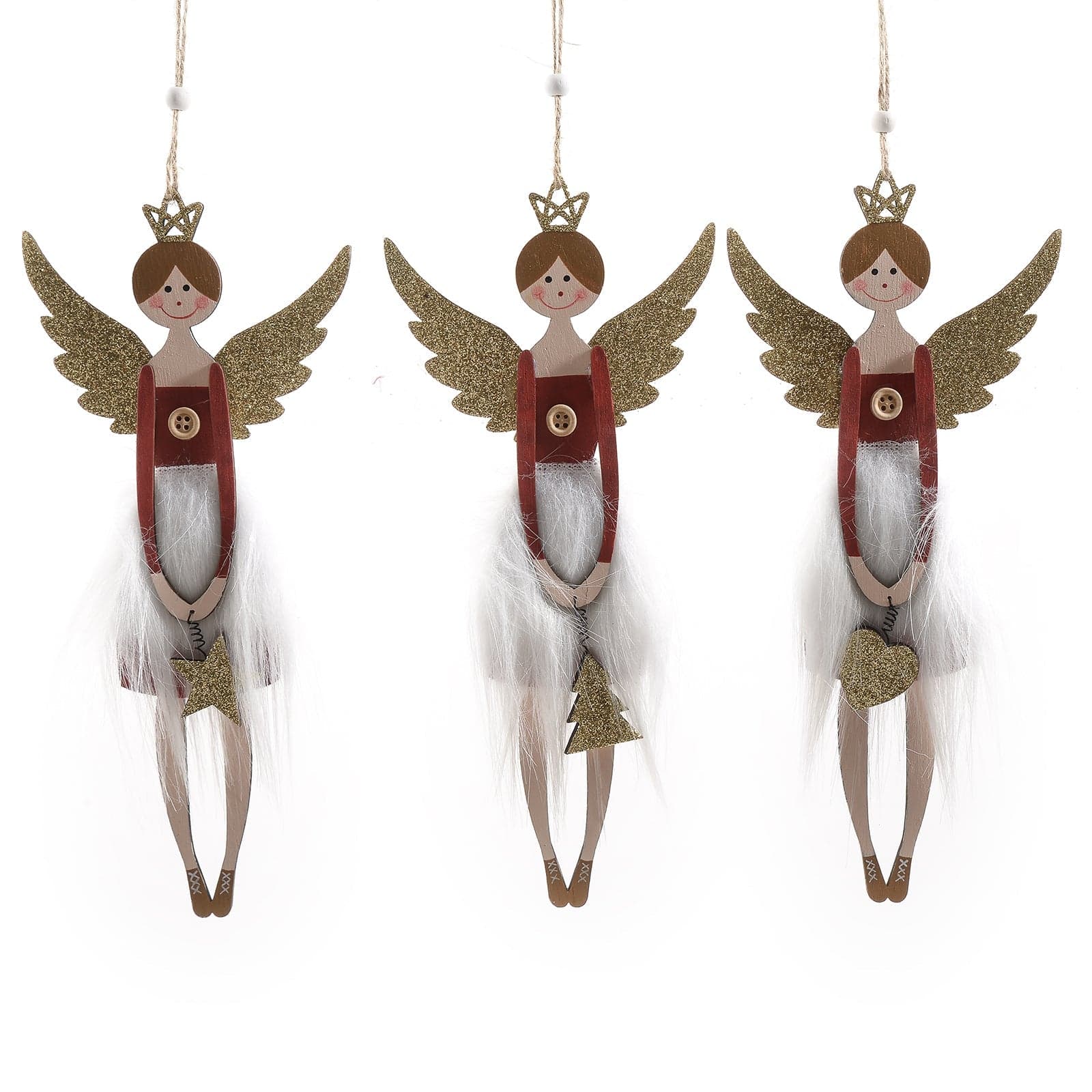 Pendente in legno decorazione natalizia per Albero di Natale, Angioletto h 22.5 cm - 2