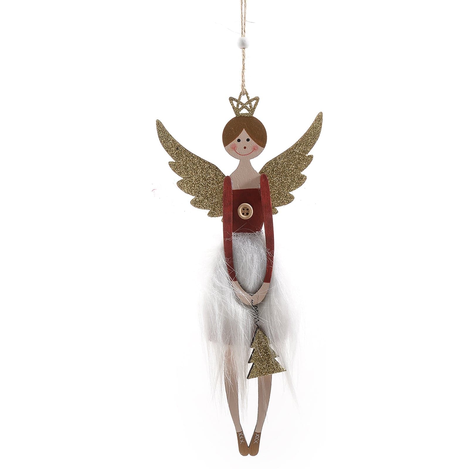 Pendente in legno decorazione natalizia per Albero di Natale, Angioletto h 22.5 cm - 3