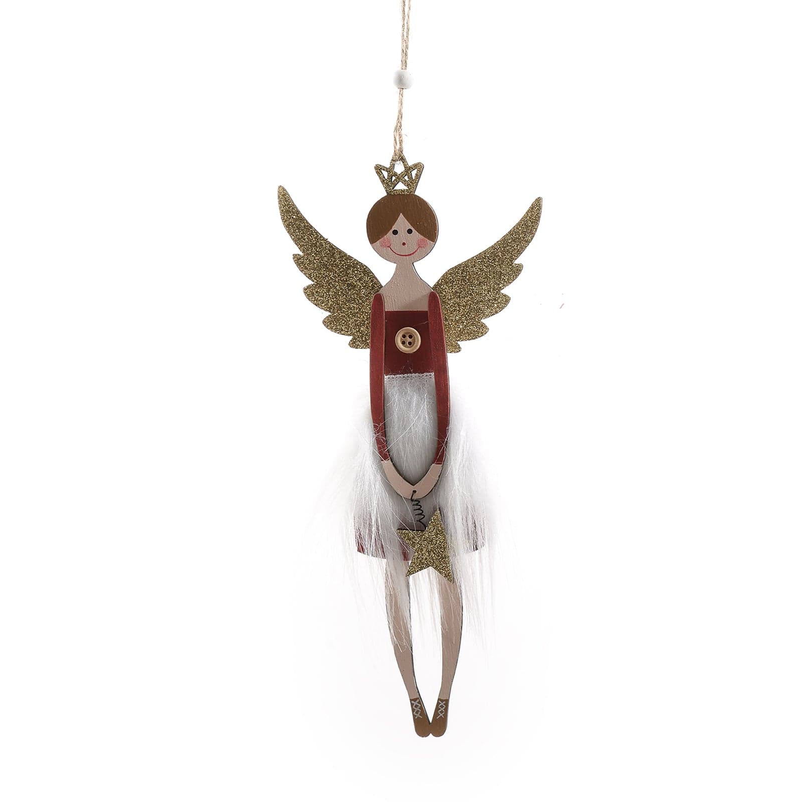 Pendente in legno decorazione natalizia per Albero di Natale, Angioletto h 22.5 cm - 4