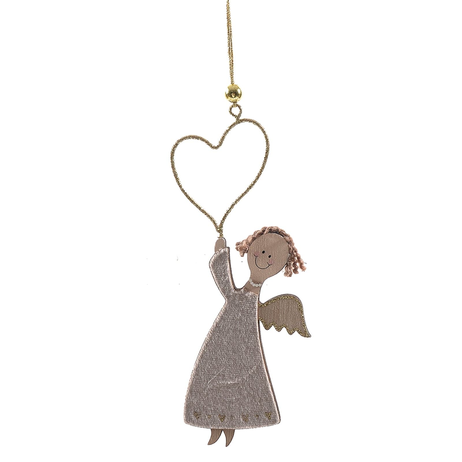 Pendente in legno decorazione natalizia per Albero di Natale, Angioletto h 19 cm - 3