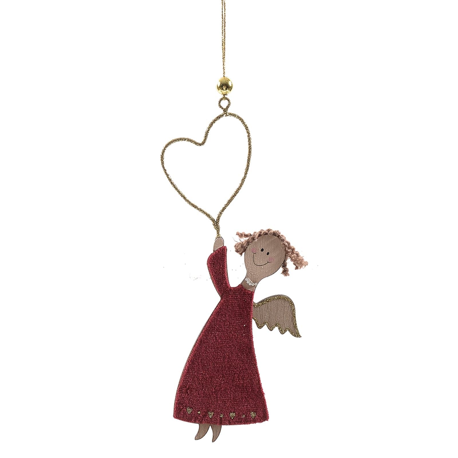 Pendente in legno decorazione natalizia per Albero di Natale, Angioletto h 19 cm - 4