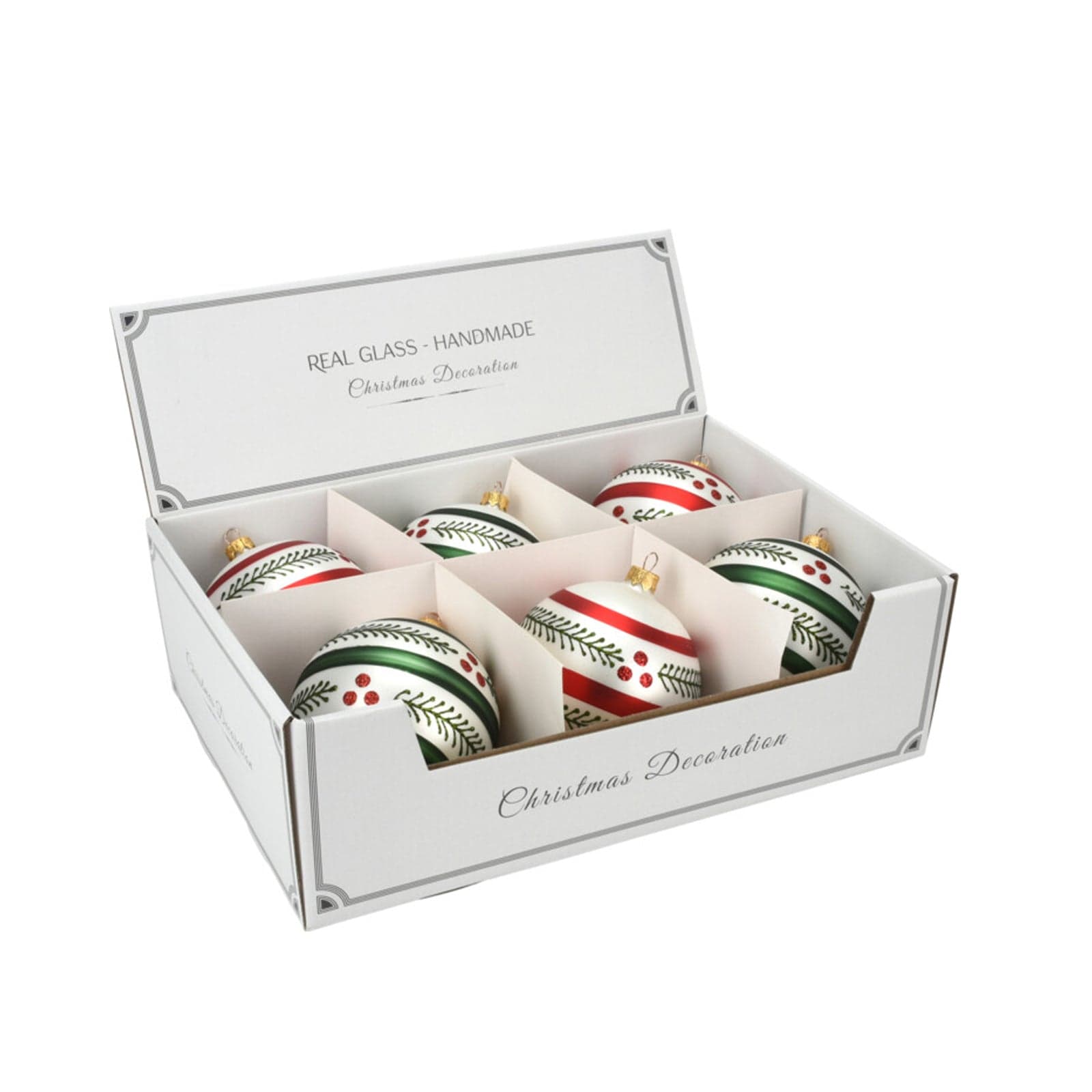 Palline per albero di natale in vetro Verde e Rosso "Berries" Fasciate - 3
