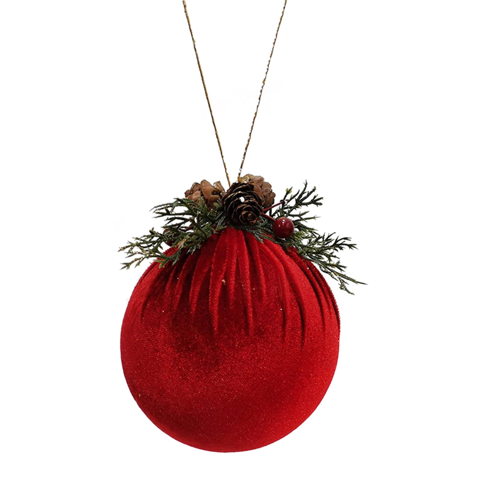 Pallina in stoffa "Rosso con glitter" per albero di Natale elegante e moderno - 2