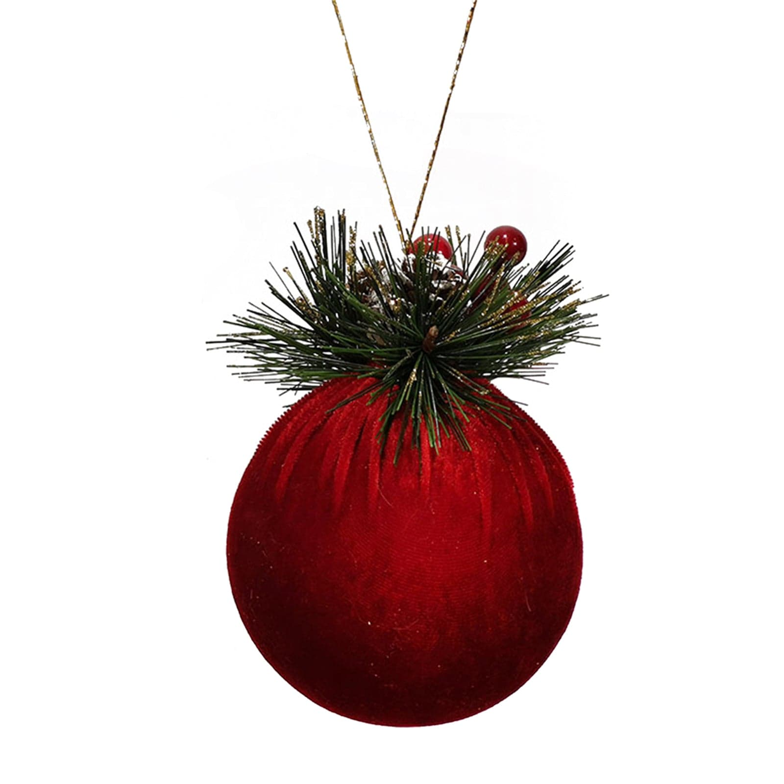 Pallina in stoffa "Rosso con glitter" per albero di Natale elegante e moderno - 3