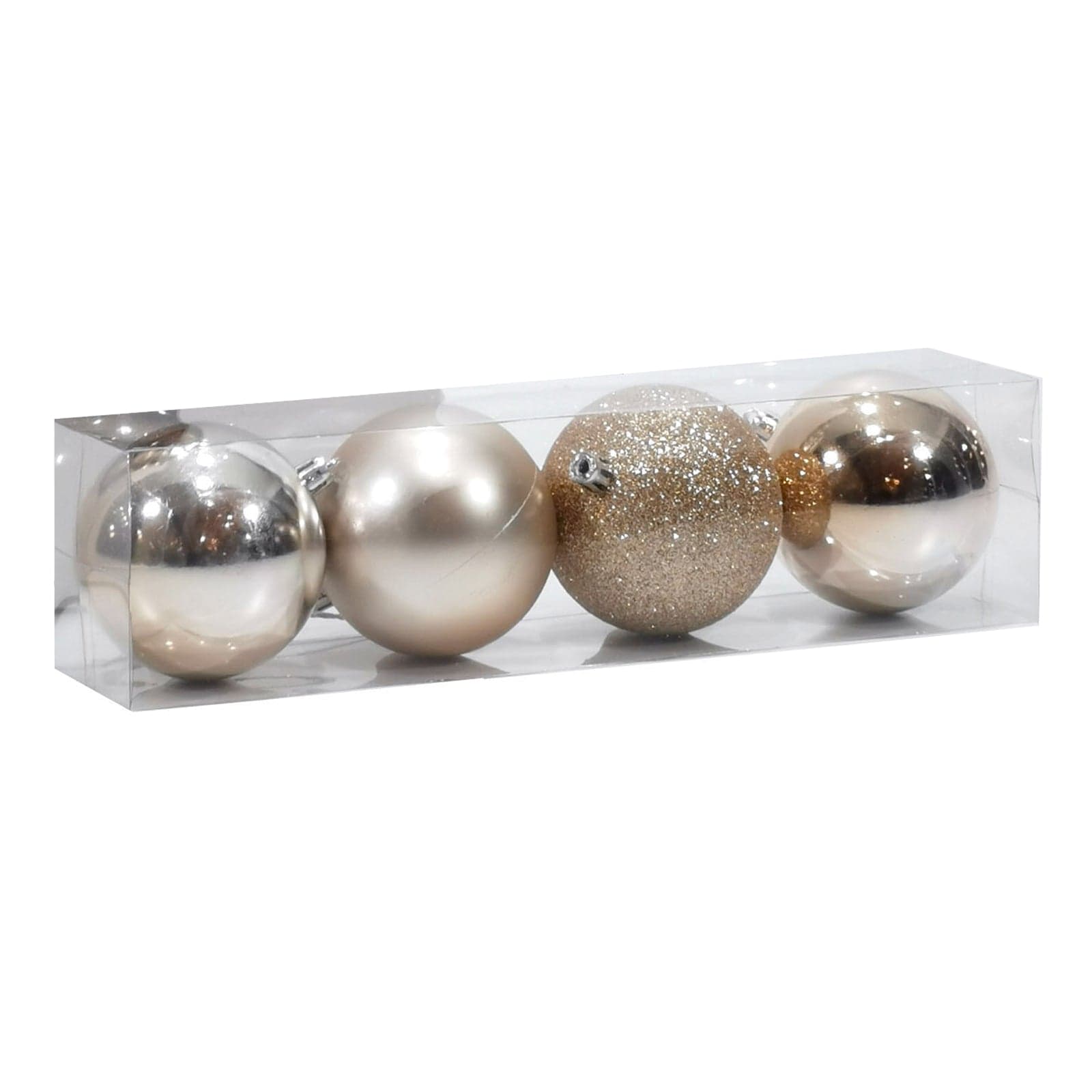 Palline in vetro "Mix Champagne" per albero di Natale 4 sfere da ø 8 cm - 2