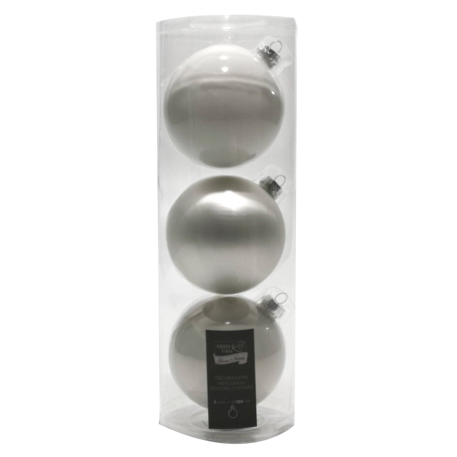 Palline in vetro "Mix Bianco Argentato" tinta unita per albero di Natale - 4