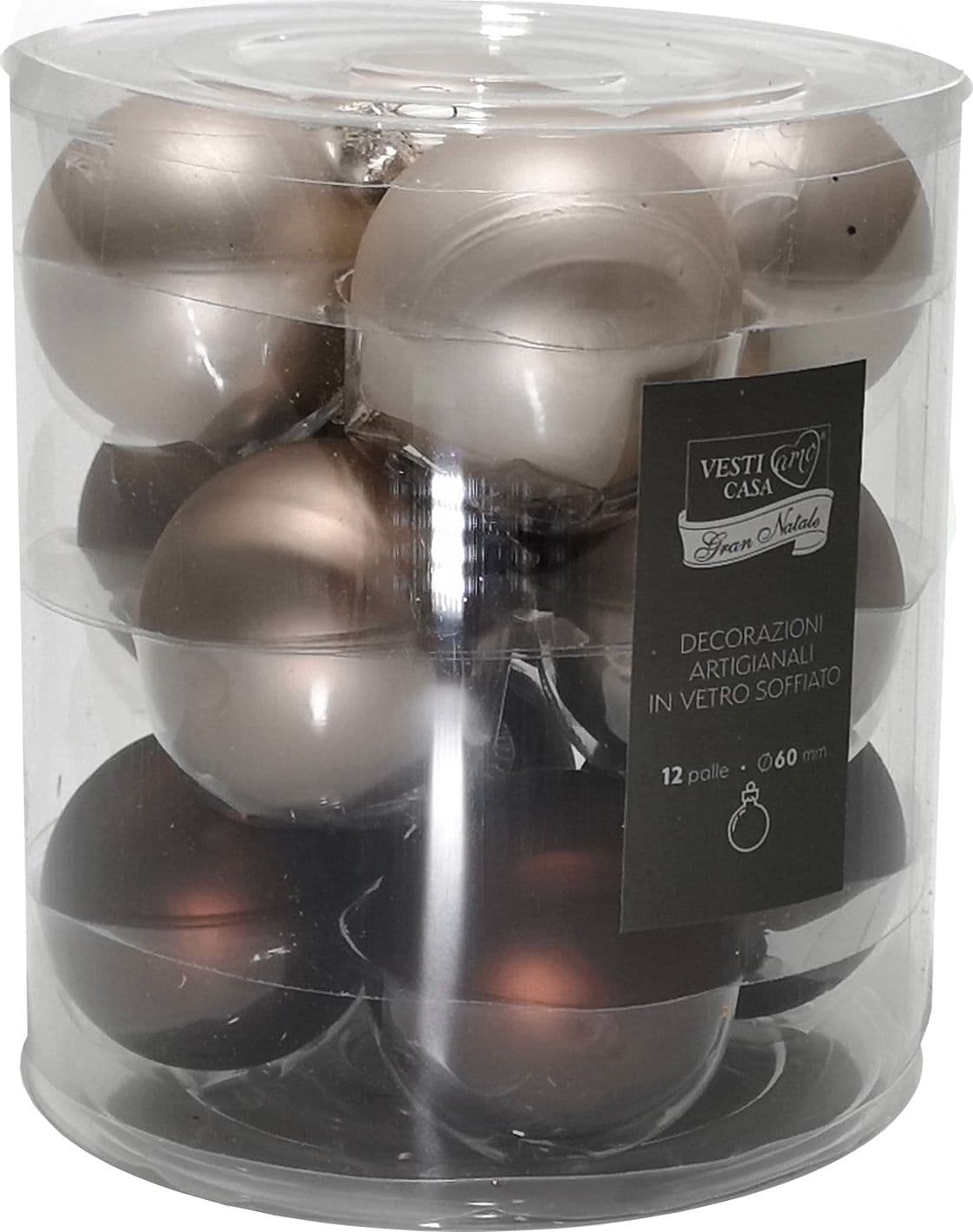 Palline in vetro "Mix" tinta unita per albero di Natale moderno - 3