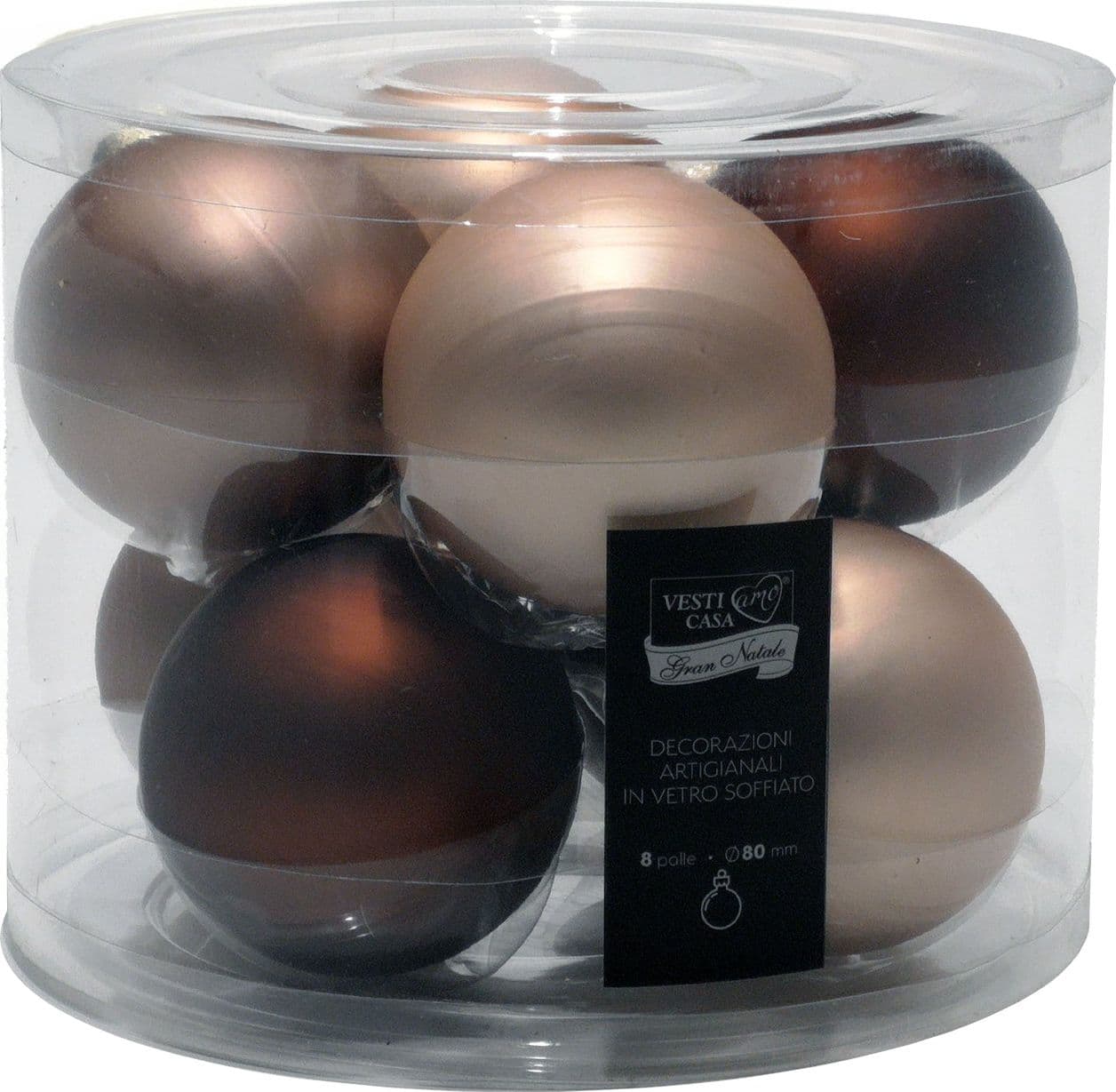 Palline in vetro "Mix" tinta unita per albero di Natale moderno - 4