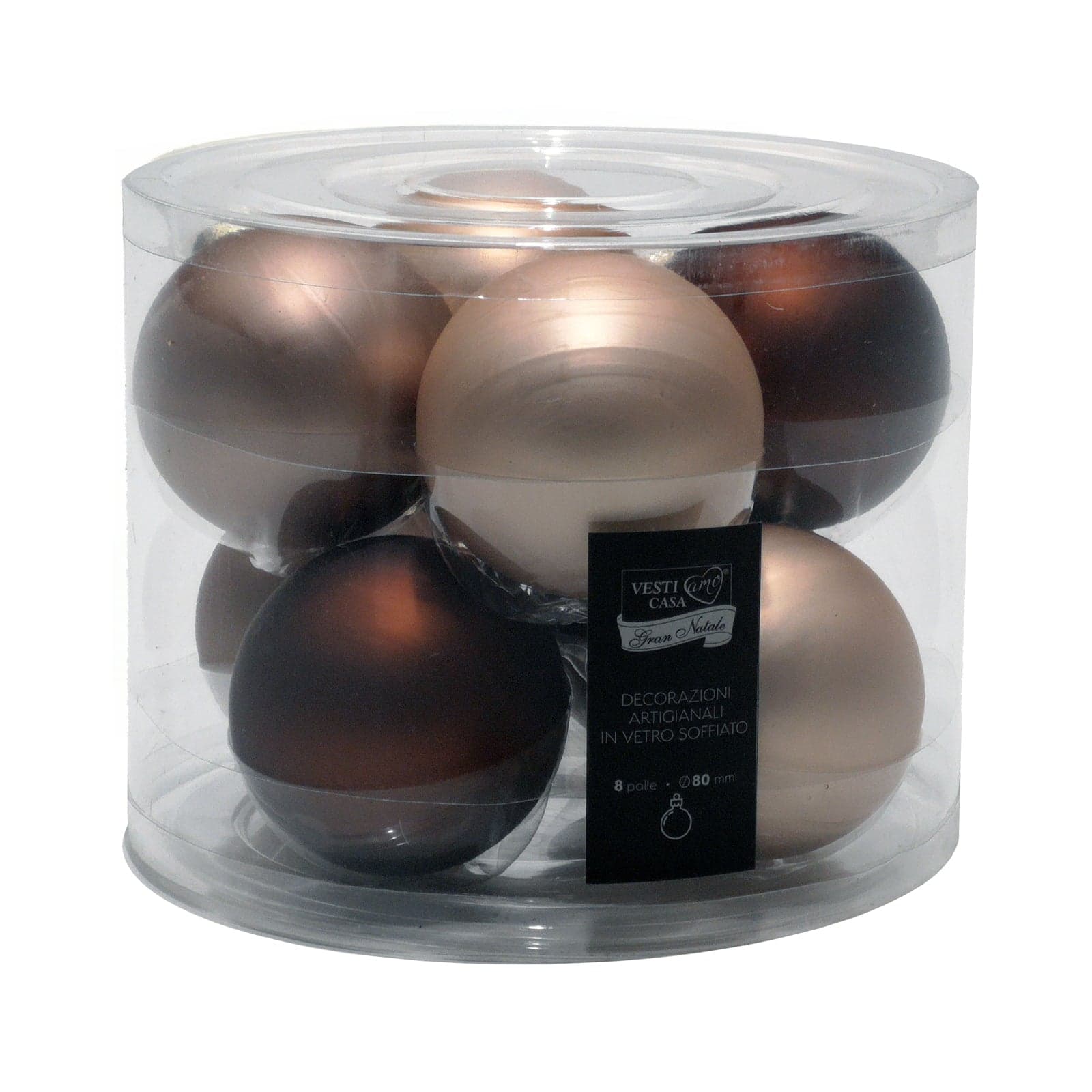 Palline in vetro "Mix" tinta unita per albero di Natale moderno - 4
