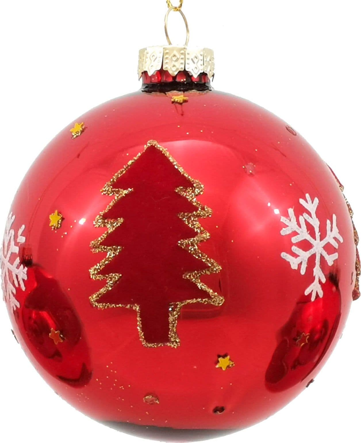 Palline in vetro "Rosso Lucente" con decorazione per albero di Natale 12 sfere da ø 8 cm - 2