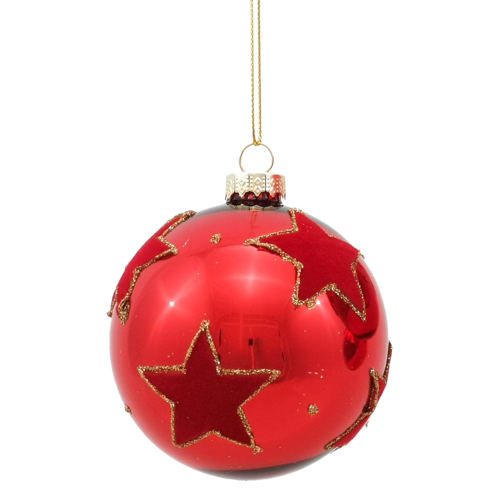 Palline in vetro "Rosso Lucente" con decorazione per albero di Natale 12 sfere da ø 8 cm - 3