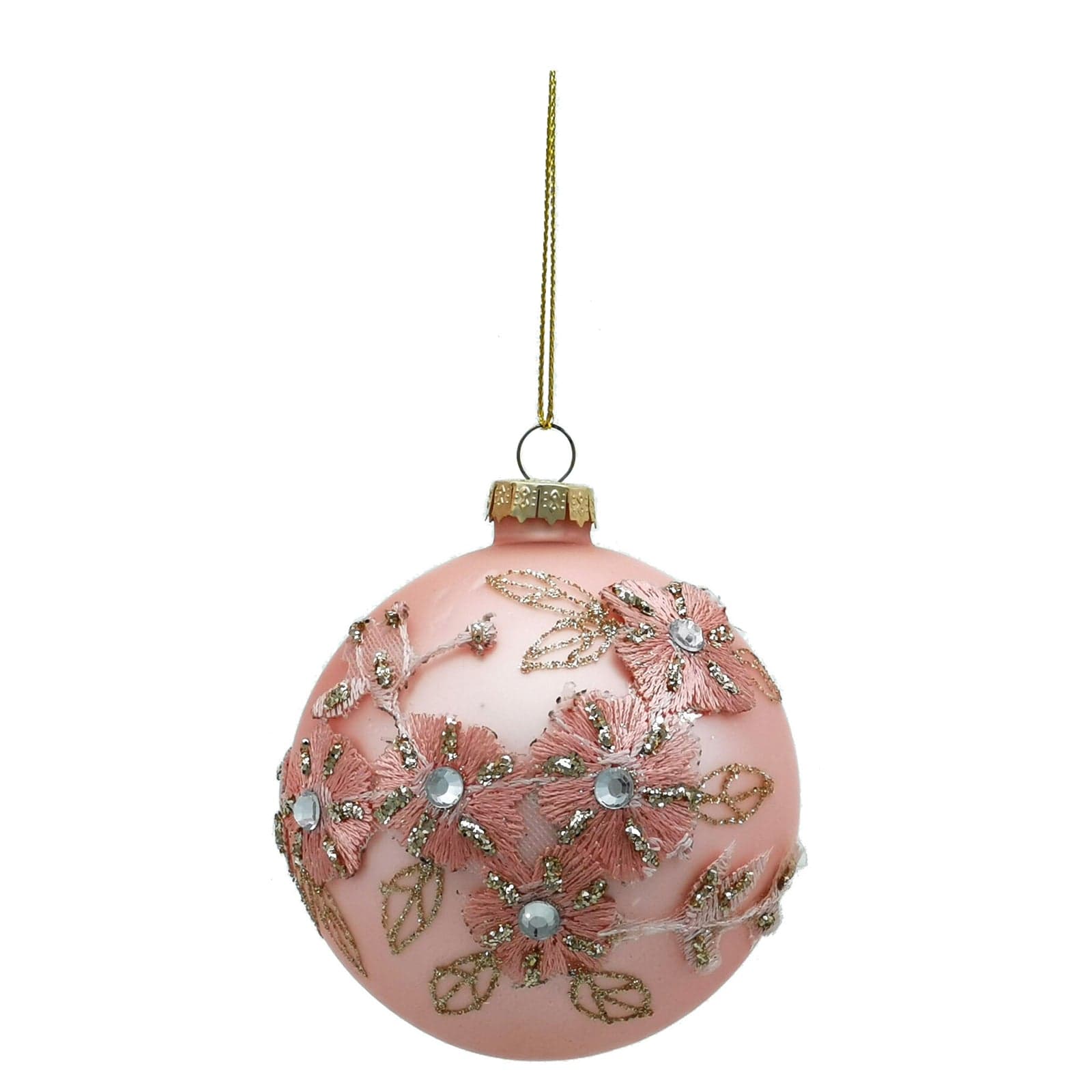Palline in vetro "Con Fiori Rosa" per albero di Natale moderno ed elegante 9 sfere da ø 10 cm - 2