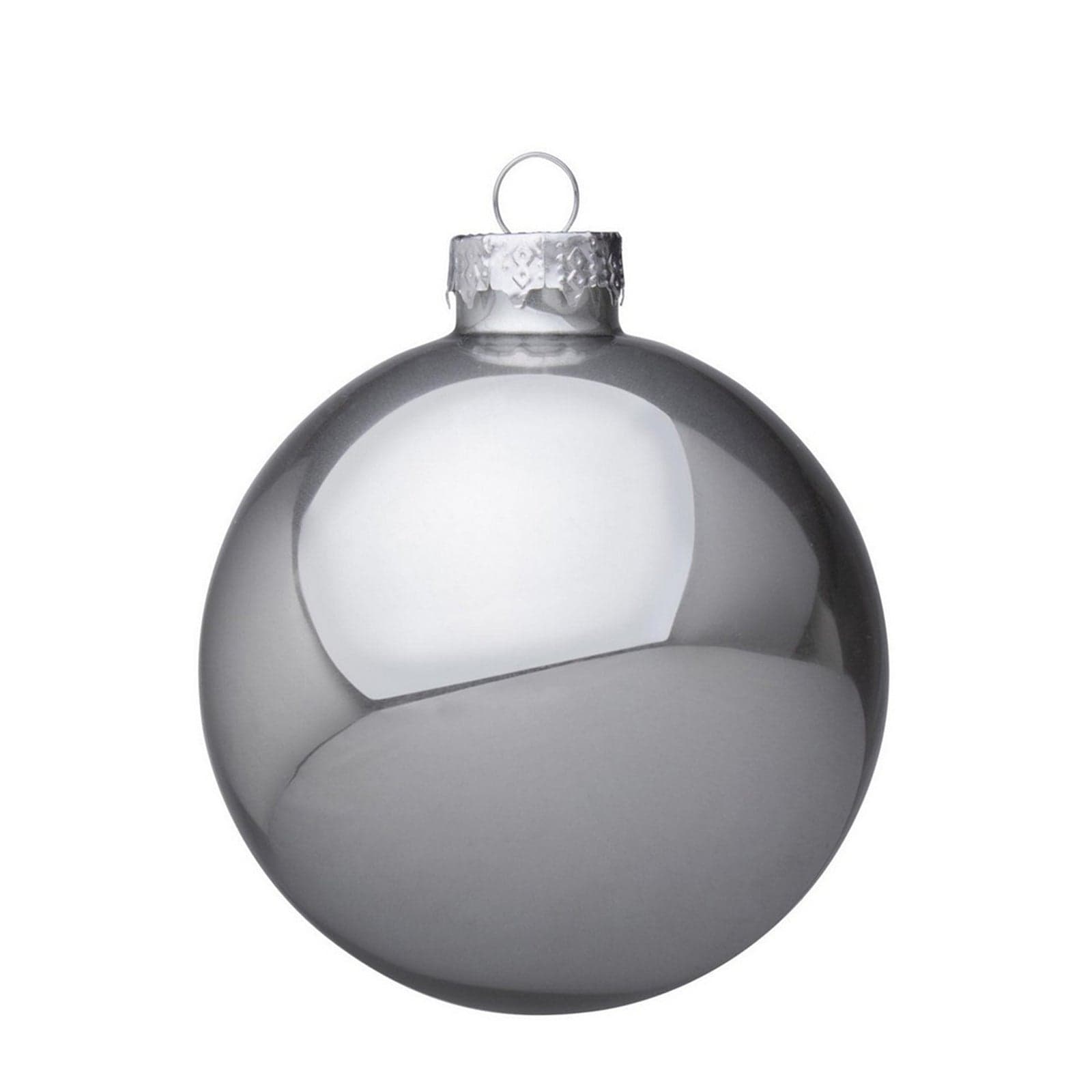 Palline per albero di Natale in vetro decorate color Argento Shimmer - 2