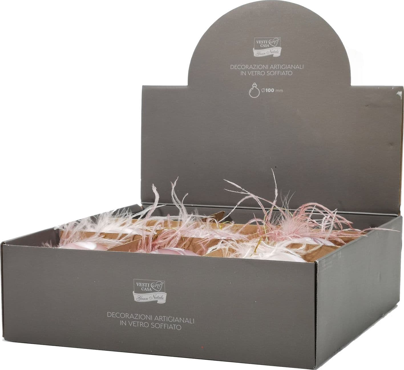 Palline in vetro "Rosa Mix" per albero di Natale moderno ed elegante 9 sfere da ø 10 cm - 2