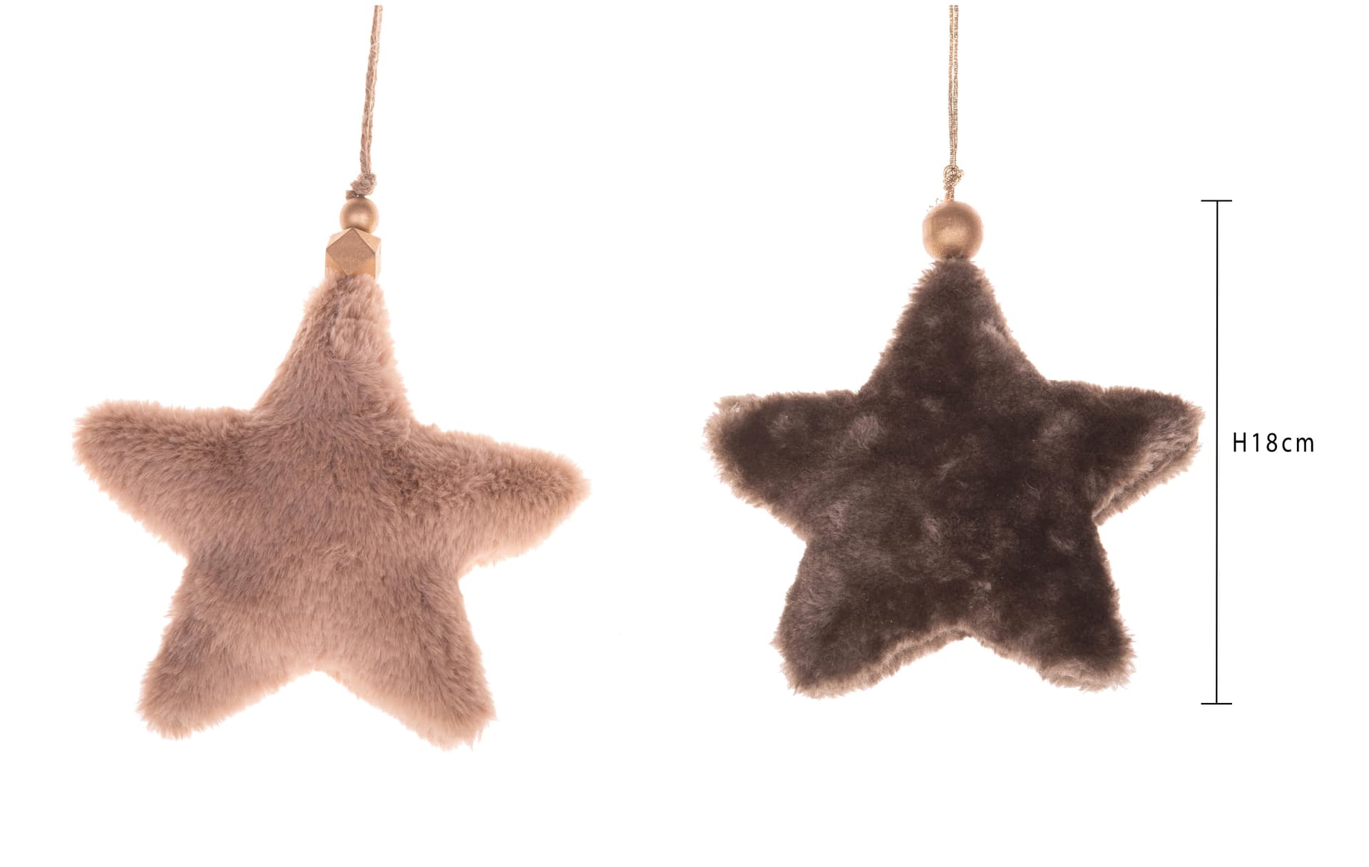 Stella in peluche decorazione natalizia pendaglio per albero di natale h 18 cm - 2