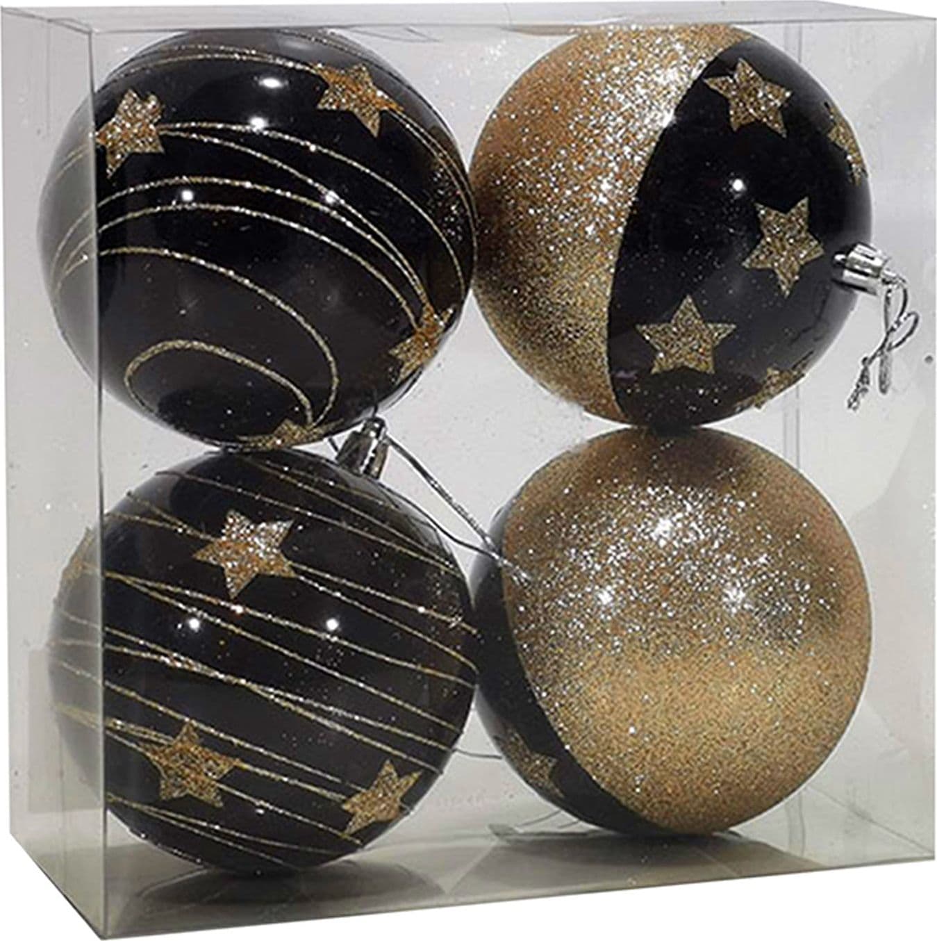 Palline "Nero e Oro" per albero di Natale moderno ed elegante 4 sfere da ø 10 cm - 2