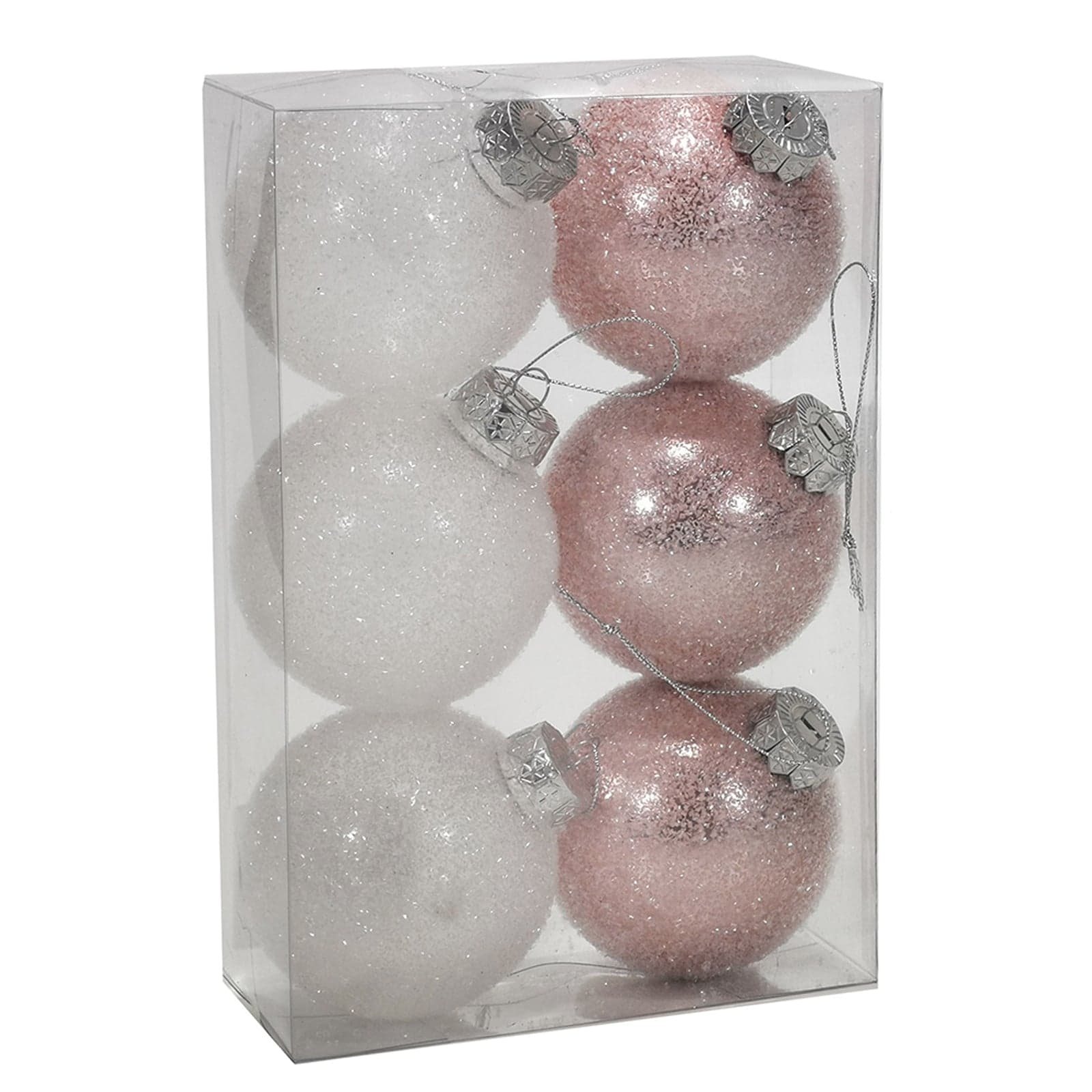 Palline "Rosa e Bianco Glitter" per albero di Natale moderno ed elegante - 2