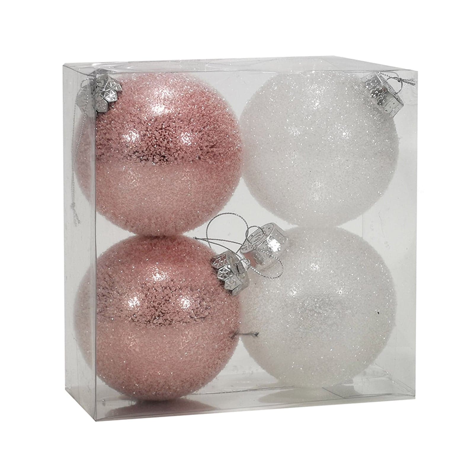 Palline "Rosa e Bianco Glitter" per albero di Natale moderno ed elegante - 3