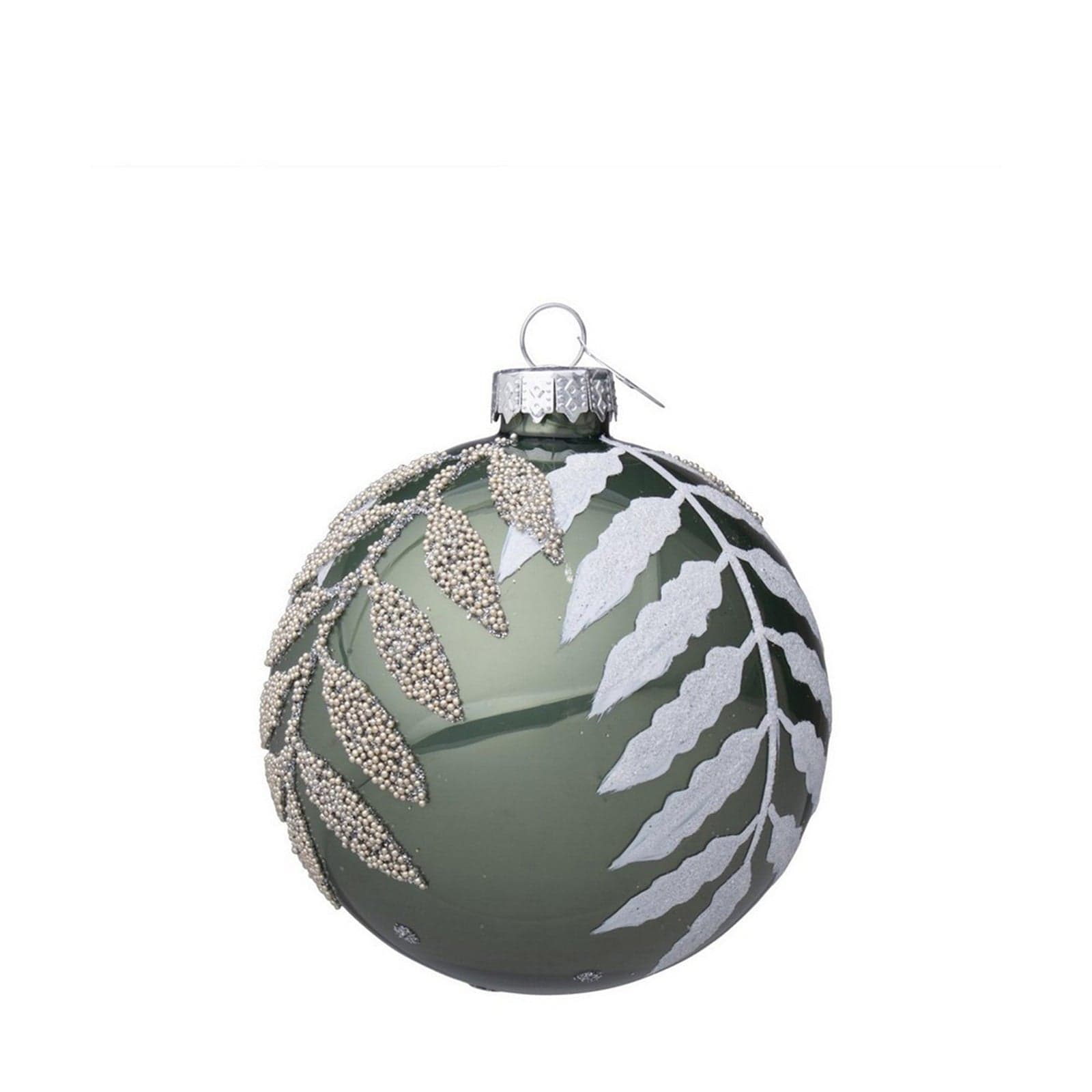 Palline per albero di natale in vetro Foglia Vischio Verde pendaglio Tinta Unita - 2