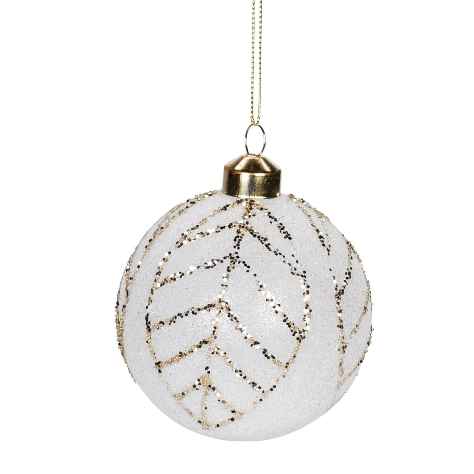 Pz 12 palline per albero di natale in vetro Bianco e Oro da Ø 8 cm pendaglio decorato - 3