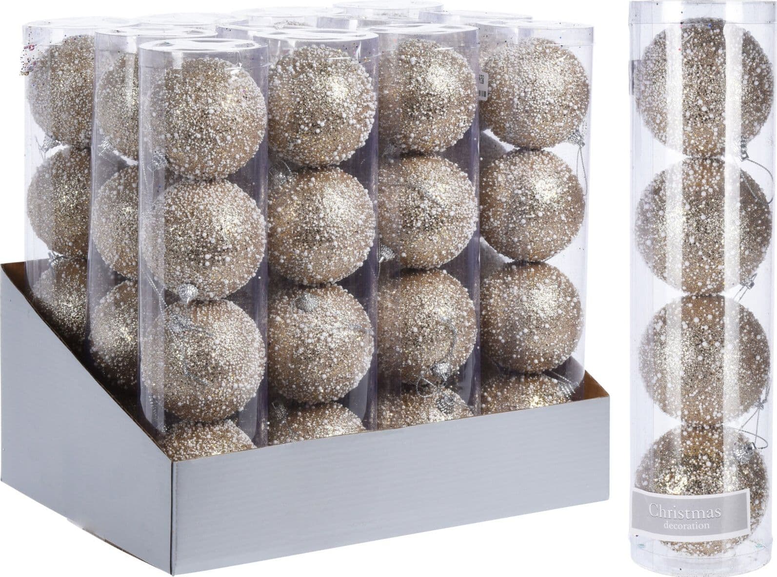 4 palline per albero di natale Champagne Ø 8 cm pendaglio decorato - 2