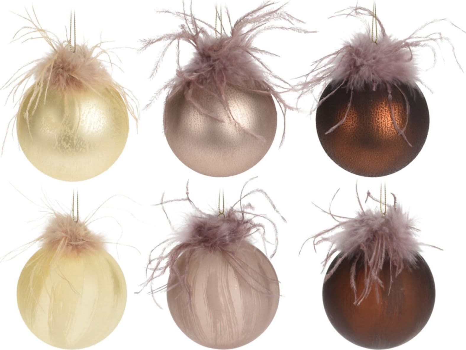 Palline per albero di natale con piume pendaglio decorato - 2