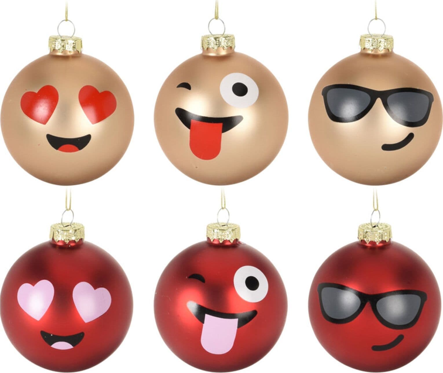 12 palline per albero di natale in vetro con Emoticon da Ø 6 cm pendaglio decorato - 2