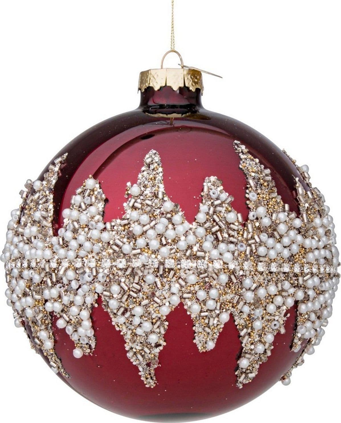 Palline per albero di Natale in vetro Mirage Rosso e Oro con pendaglio Tinta Unita - 2