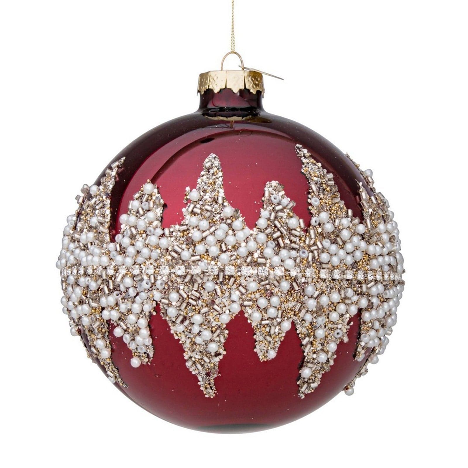 Palline per albero di Natale in vetro Mirage Rosso e Oro con pendaglio Tinta Unita - 2