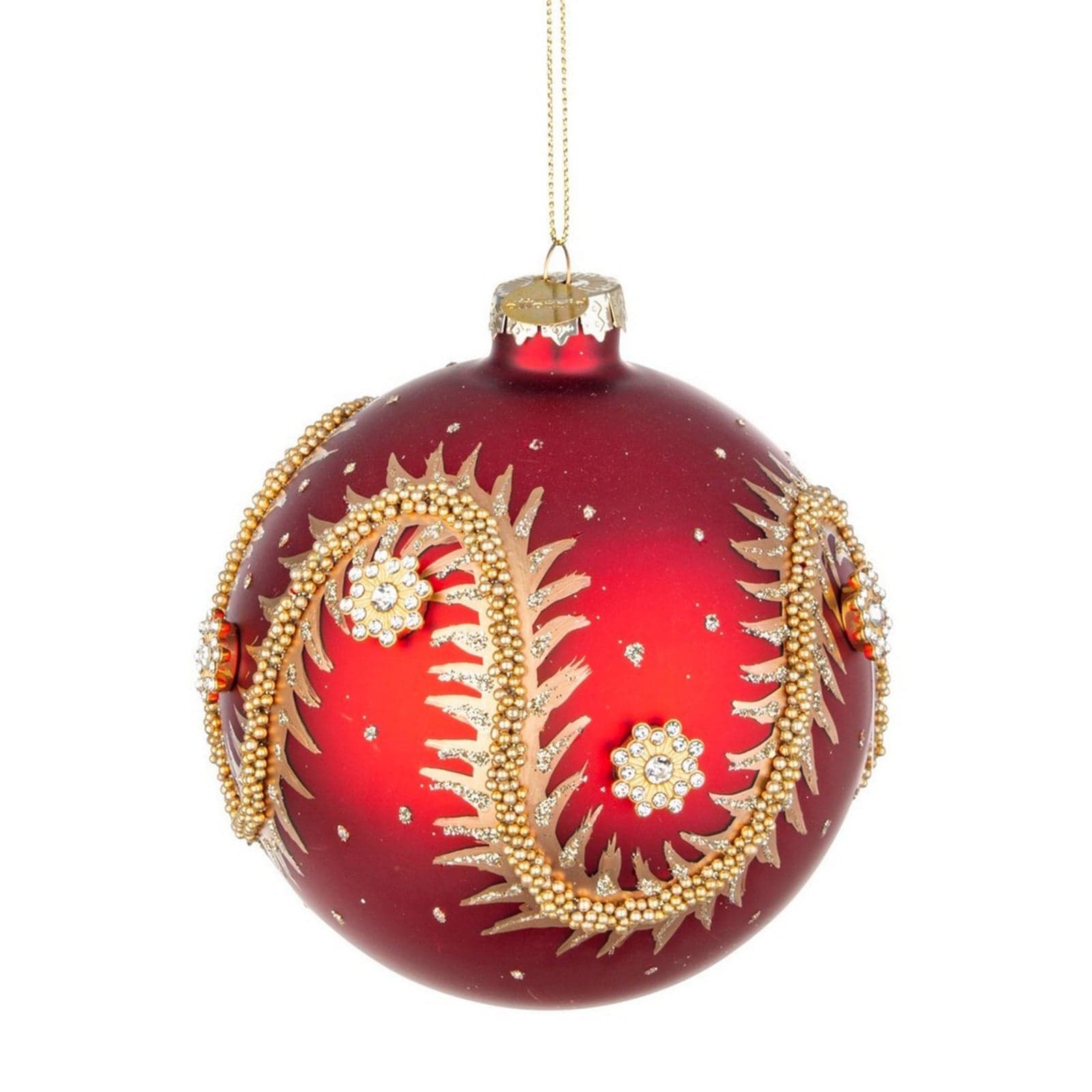 Palline per albero di Natale in vetro Rosso con Serpente Oro con pendaglio Tinta Unita - 2