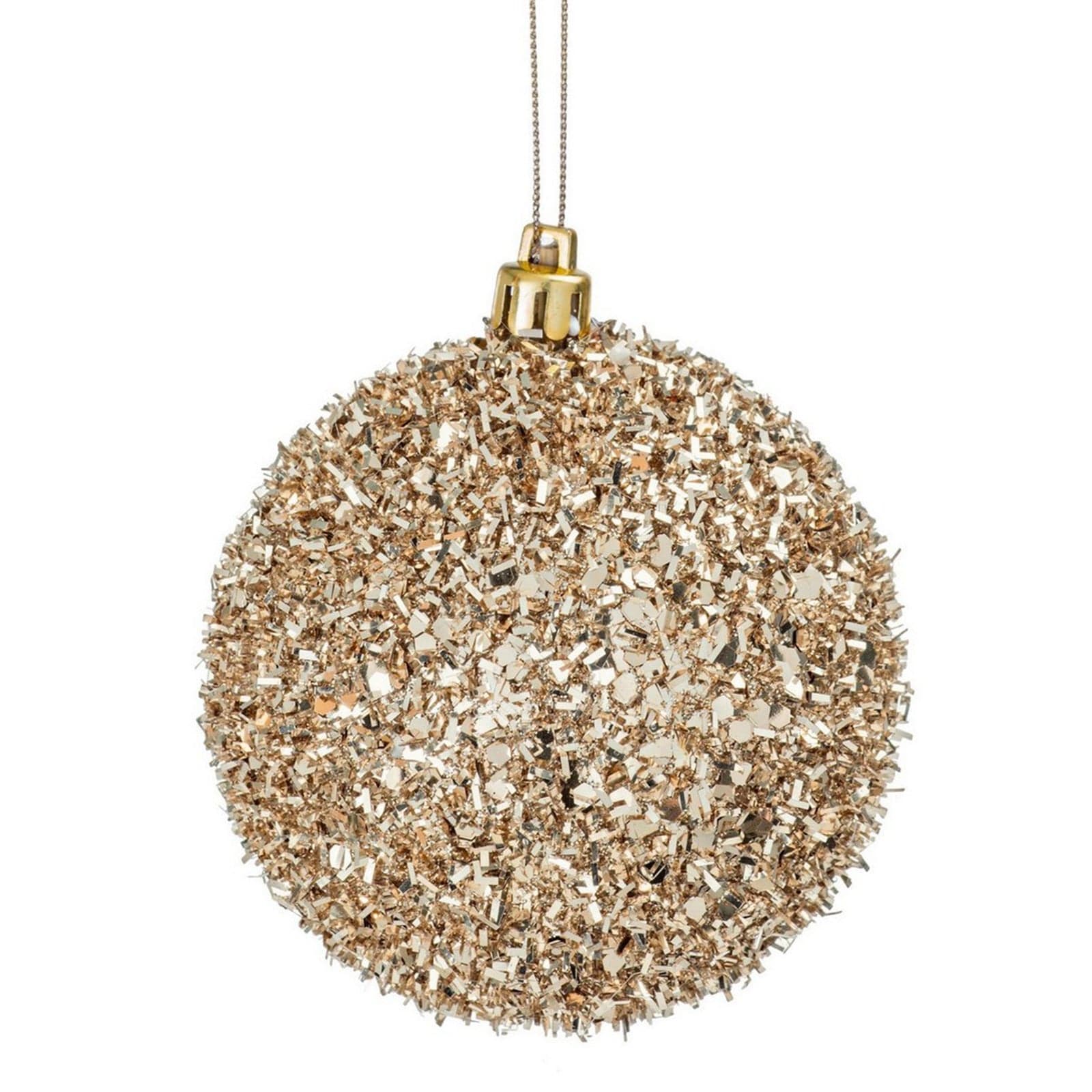 Palline per albero di Natale in vetro Champagne Oro con pendaglio Tinta Unita - 2