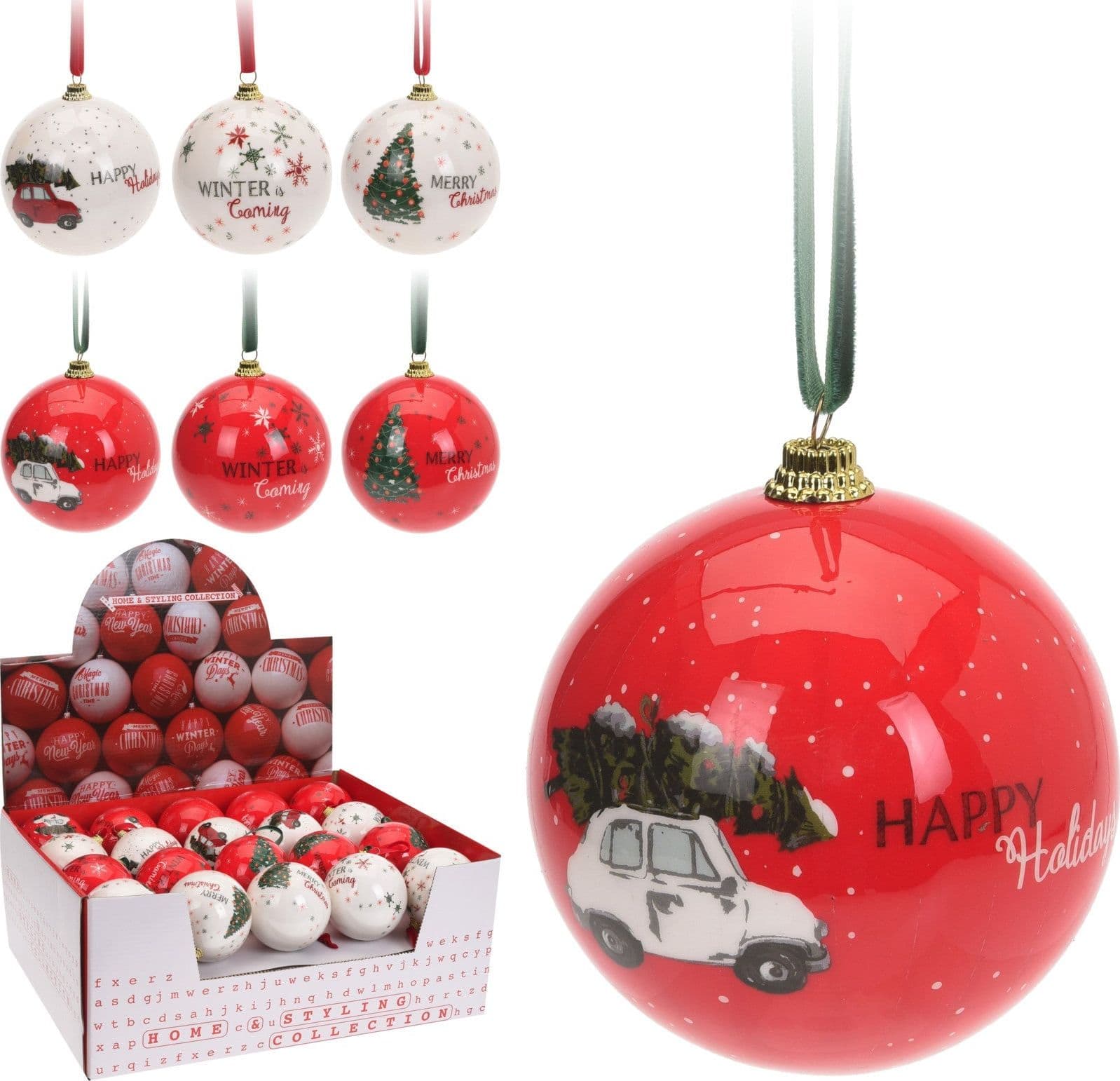 40 palline per albero di natale in vetro con Glitter da Ø 7,5 cm pendaglio decorato - 1