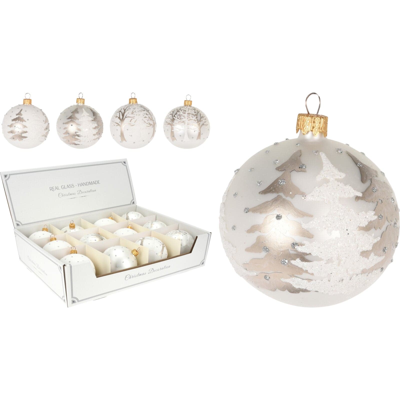 6 palline per albero di natale in vetro con glitter da Ø 10 cm pendaglio decorato - 2
