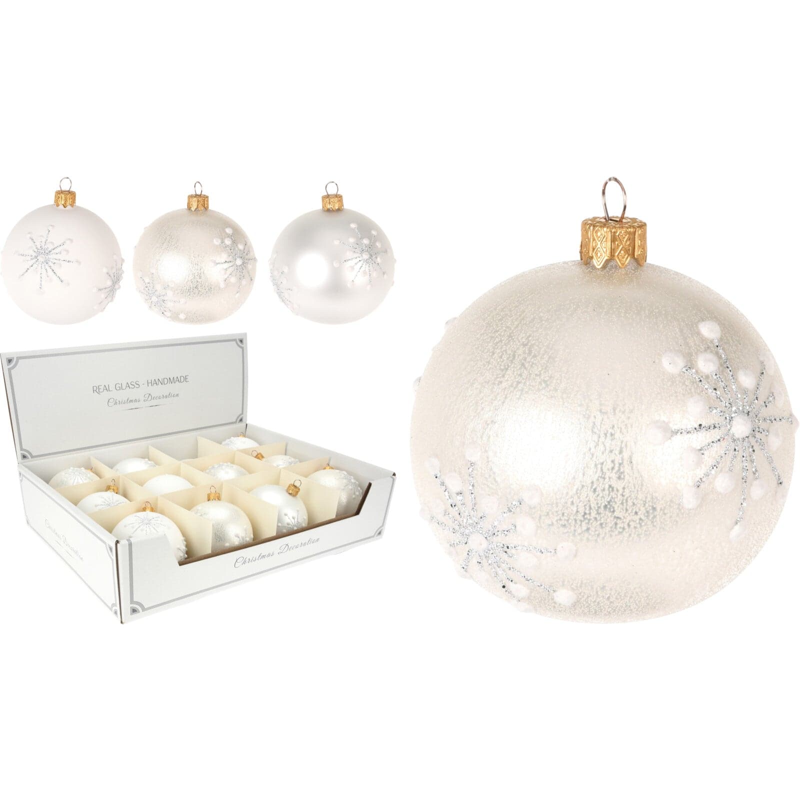 6 palline per albero di natale in vetro con glitter da Ø 10 cm pendaglio decorato - 2
