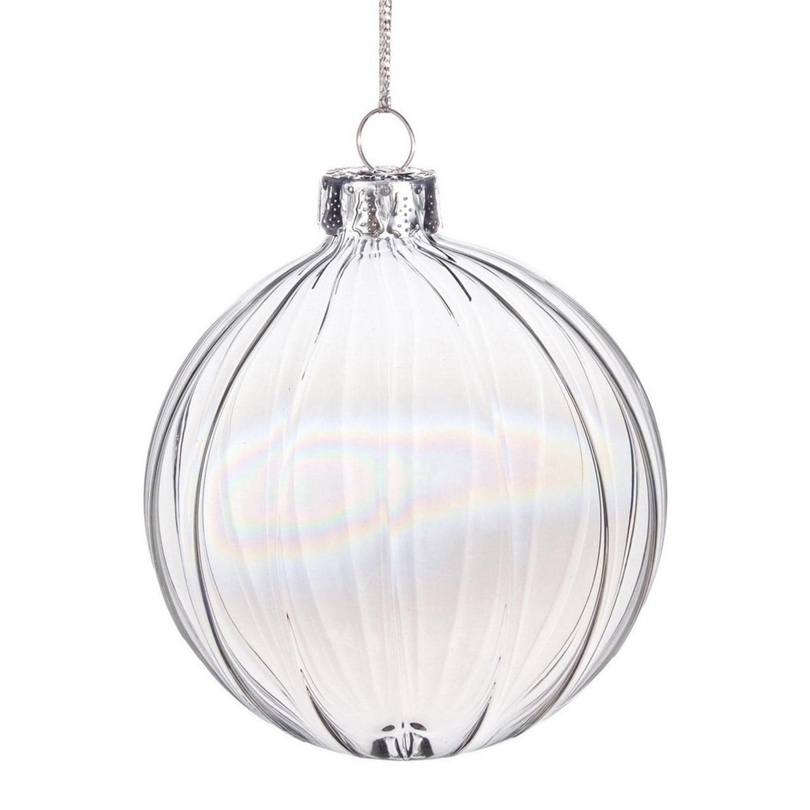 Palline per albero di Natale in vetro Trasparente Iridescente con pendaglio Tinta Unita - 2