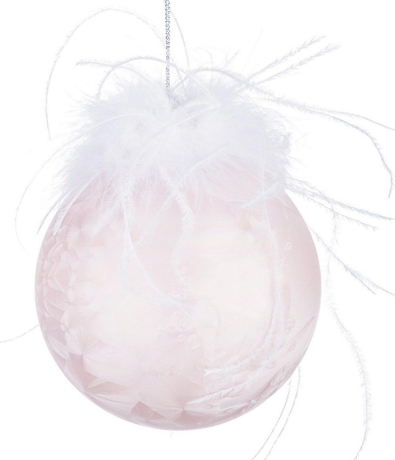 Palline per albero di Natale in vetro Rosa Plume con Fiocchi con pendaglio Tinta Unita - 2