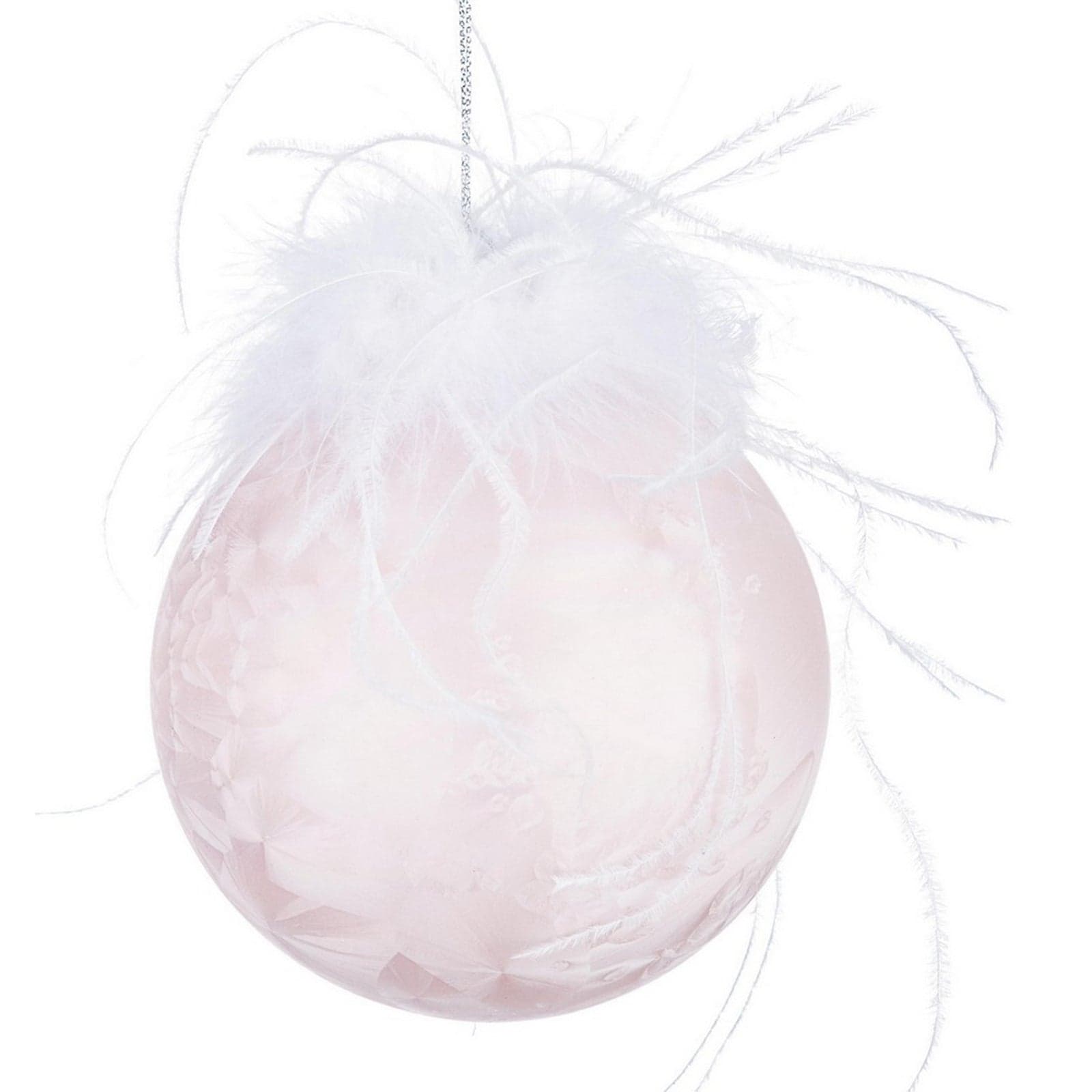 Palline per albero di Natale in vetro Rosa Plume con Fiocchi con pendaglio Tinta Unita - 2