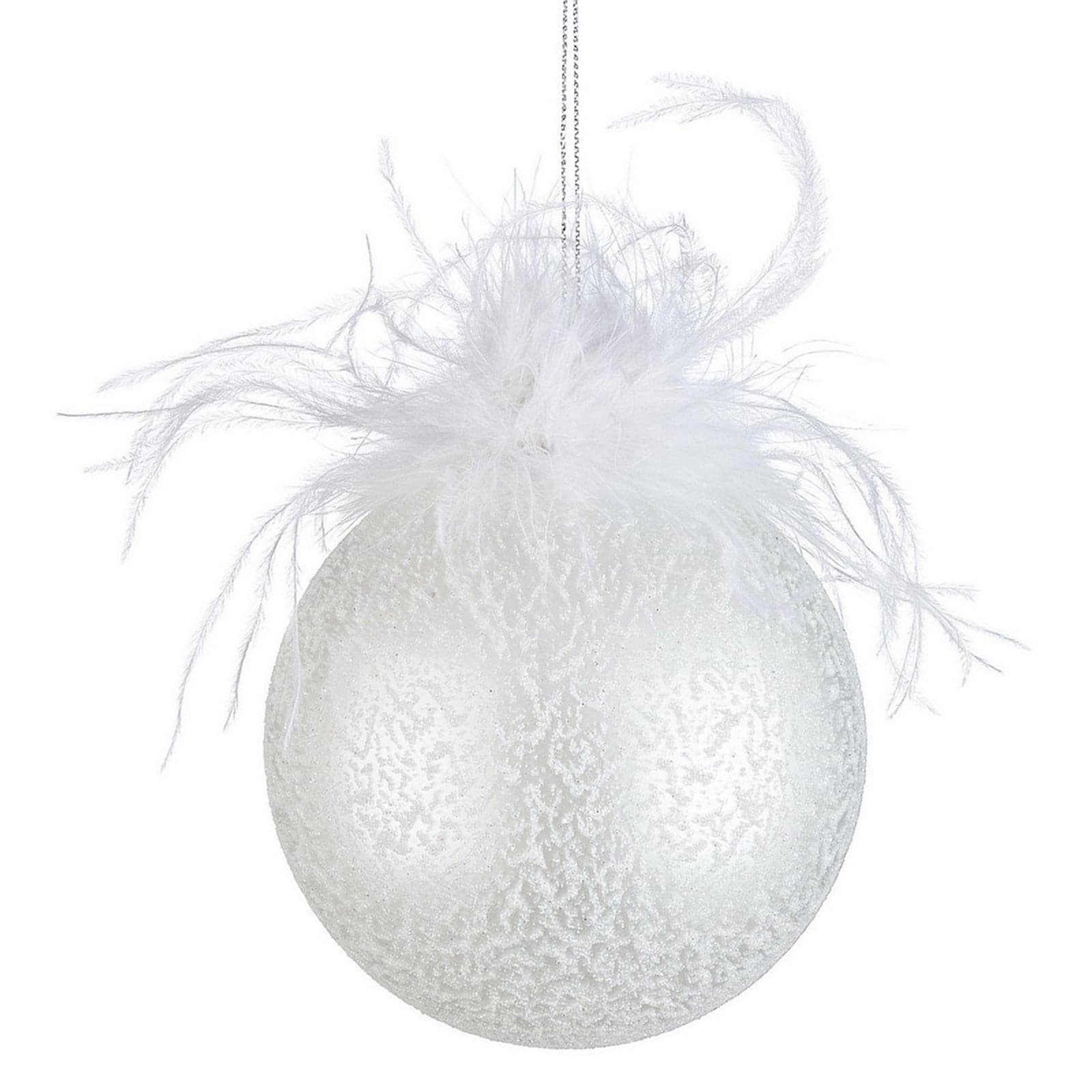 Palline per albero di Natale in vetro Bianco Plumette con Fiocchi con pendaglio Tinta Unita - 2