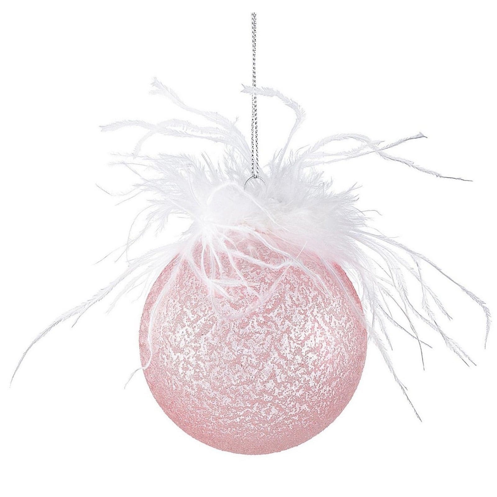 Palline per albero di Natale in vetro Rosa Plumette con Fiocchi con pendaglio Tinta Unita - 2