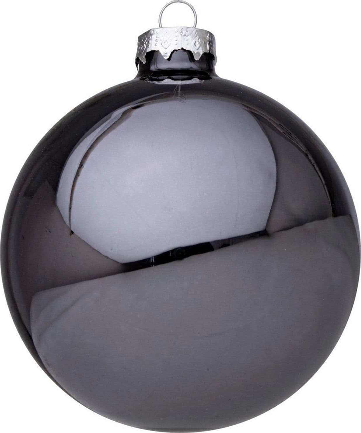 Palline per albero di Natale in vetro Grigio Scuro Lucido con pendaglio Tinta Unita - 2