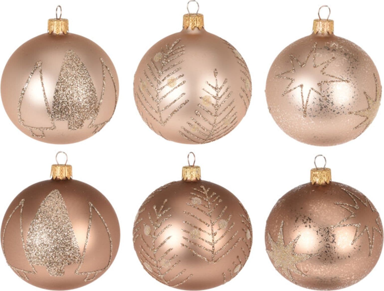 6 palline per albero di natale in vetro con Glitter da Ø 10 cm pendaglio decorato - 2