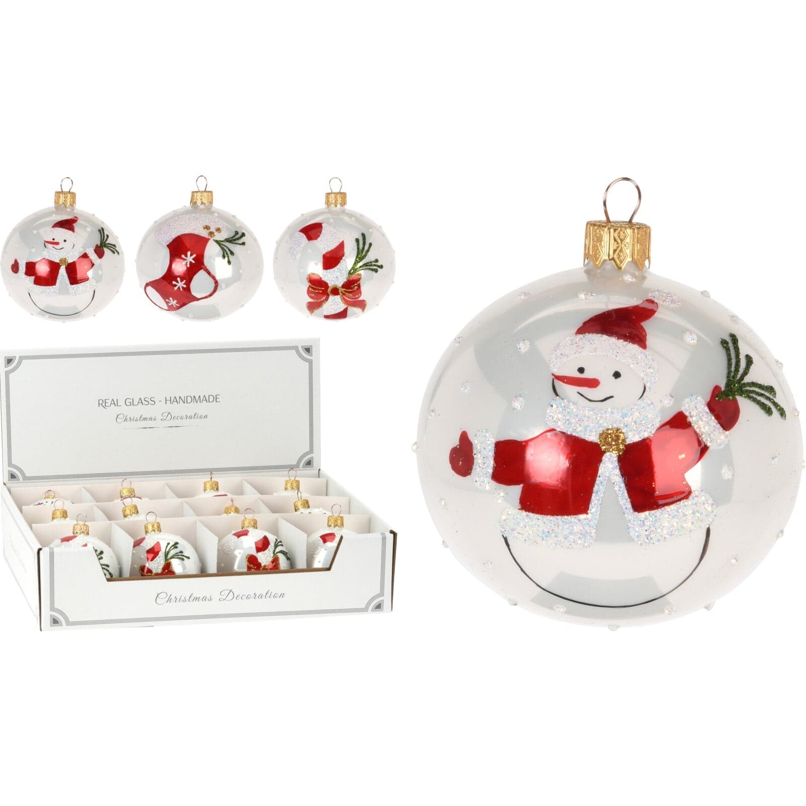 6 palline per albero di natale in vetro con Glitter da Ø 10 cm pendaglio decorato - 2