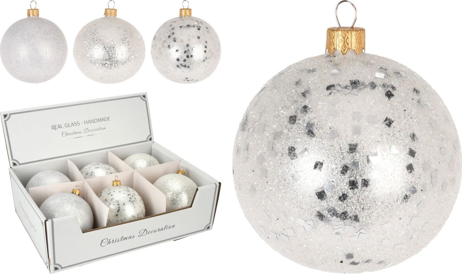 6 palline per albero di natale in vetro da Ø 10 cm pendaglio decorato - 3