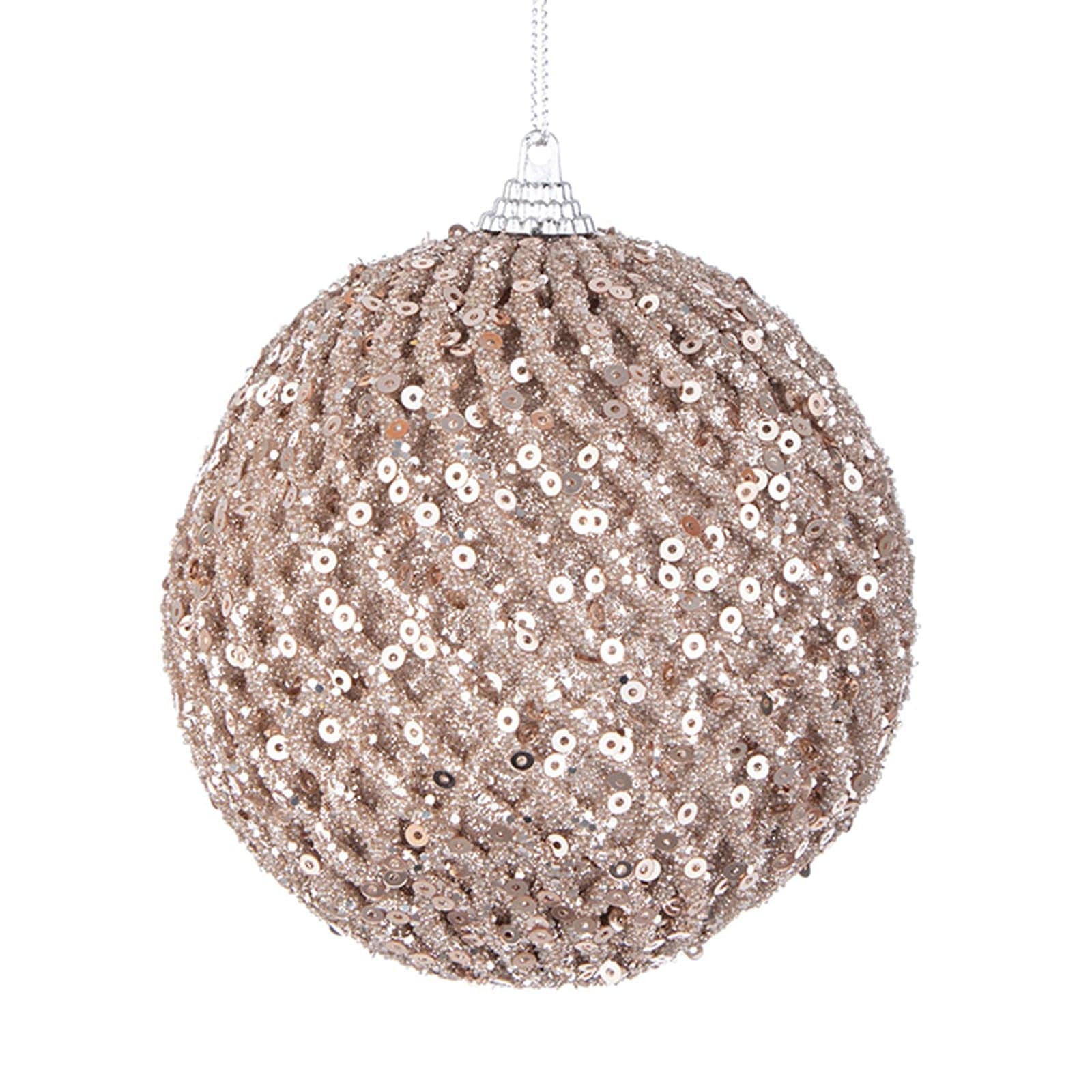 Palline in PVC "Evelyn Champagne" per albero di Natale moderno ed elegante - 2