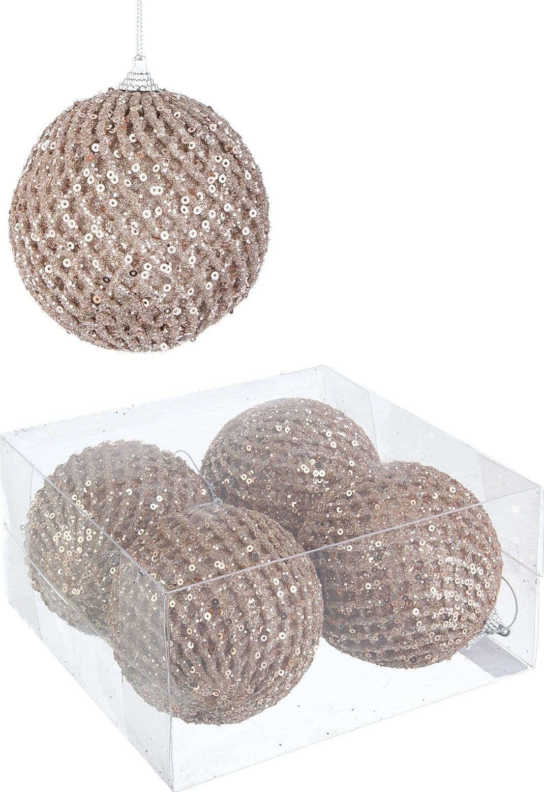 Palline in PVC "Evelyn Champagne" per albero di Natale moderno ed elegante - 4