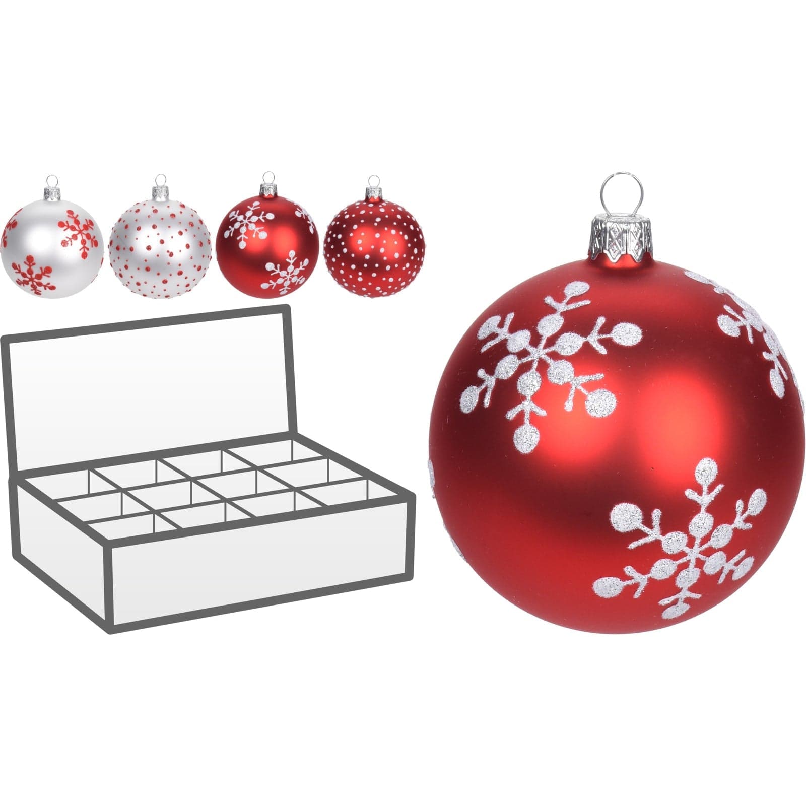 12 palline per albero di natale in vetro da Ø 8 cm pendaglio decorato - 3