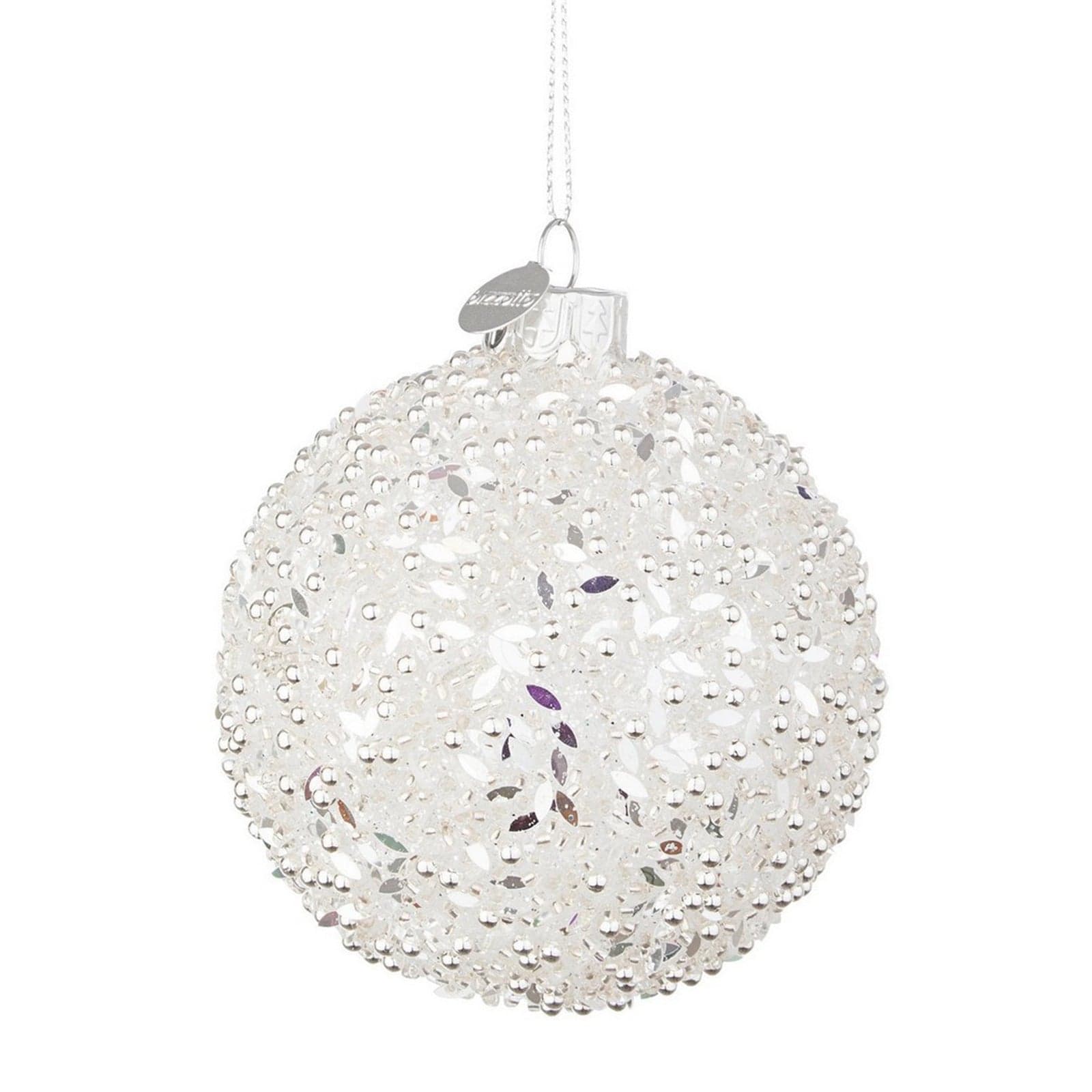 Palline in vetro "Riflesso Bianco" per albero di Natale moderno ed elegante - 2