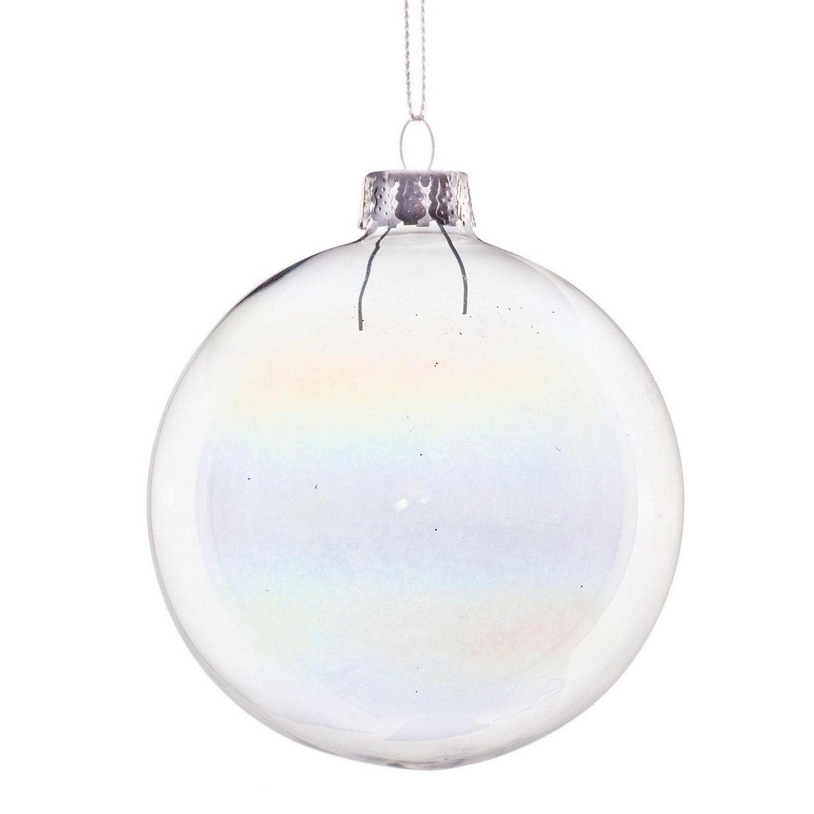 Palline in vetro "Bolla Bianca" tinta unita per albero di Natale moderno - 3